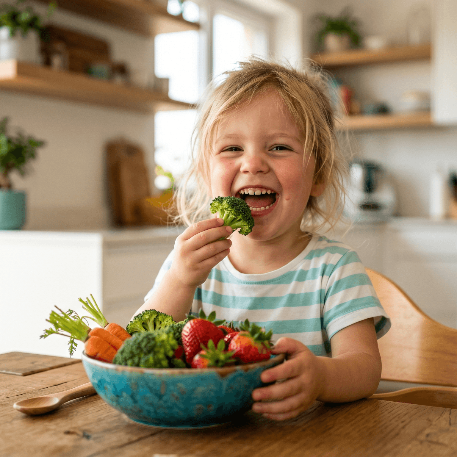 Criança com alimentação saudável